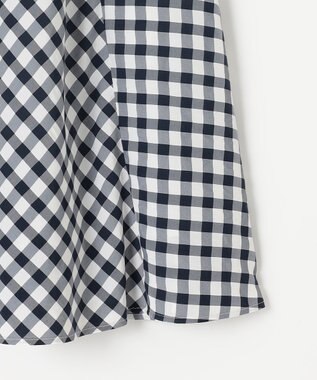 J.PRESS LADIES S 【洗える】アセVisギンガム フレアー スカート ネイビー系