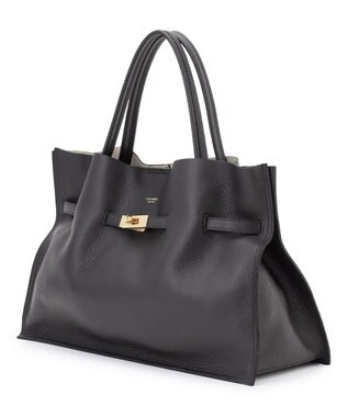 23区 VIOLAd'ORO イタリアンWフェイスレザー ラージ トートバッグ ブラック系