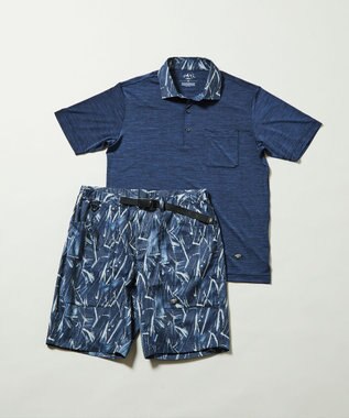 JOSEPH ABBOUD MOUNTAIN 【UNISEX】接触冷感 クールスキンガードポロシャツ ダルブルー系