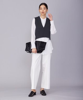 ICB 【洗える】 コットンテープリブベスト チャコール系