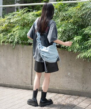 WEGO ドロストギャザーショルダー デニム淡色