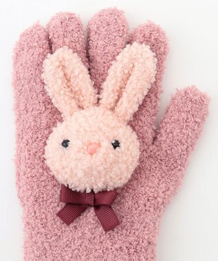 ANY KIDS 立体 アニマル モチーフ 手袋 ピンク×ウサギ
