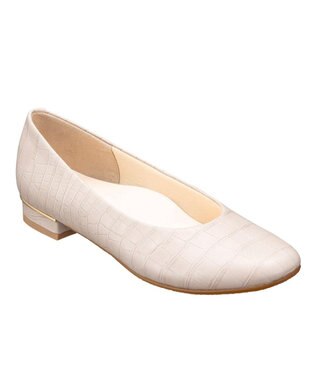 REGAL FOOT COMMUNITY 【ビューフィット】A47Y フラットパンプス フラットシューズ ライトベージュ型押