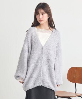 earth music&ecology スパンコールブークレカーディガン Light Gray