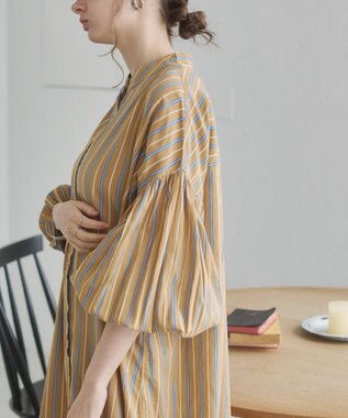 WEGO 【ANGIE VINTAGE】ボリュームスリーブ バンドカラー シャツワンピース 柄4