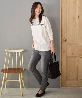 ANY 【洗濯機可】フロッキーロゴロングＴシャツ オフ（ブラックロゴ）