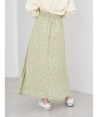 earth music&ecology キンモクセイ柄フレアスカート Green