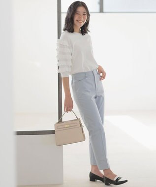 組曲 S 【WEB限定カラーあり】MINA 袖フリルニットプルオーバー アイボリー系