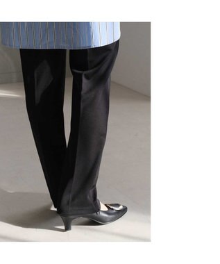 Pointer 【5cmヒール】日本製 高級本革モチーフ付きパンプス ブラック