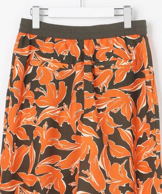 自由区 シアーカラミプリントワイド パンツ ブラウン×オレンジ