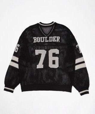 WEGO ナンバリングメッシュニットプルオーバー ブラック