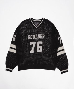 WEGO ナンバリングメッシュニットプルオーバー ブラック