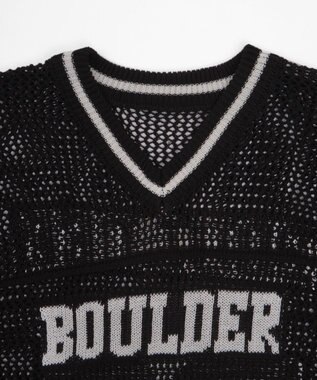 WEGO ナンバリングメッシュニットプルオーバー ブラック