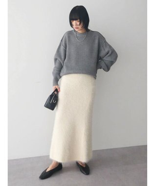 Green Parks 洗える　アゼ編みニットプルオーバー Gray Mixture