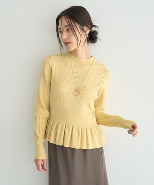 YECCA VECCA 金釦ペプラムニット Yellow