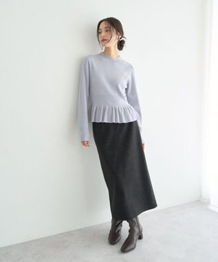 YECCA VECCA 金釦ペプラムニット Light Blue