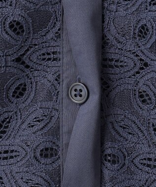 自由区 【カタログ掲載・洗える】フラワータイルレース ブラウス インディゴブルー