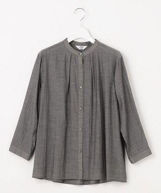 J.PRESS LADIES L 【洗える・速乾・接触冷感】リライムライトローン バックフレア ブラウス グレーシャンブレー系