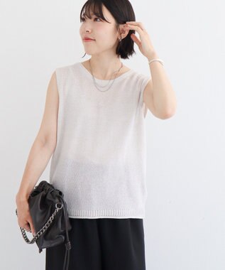 Green Parks 前後２ｗａｙ　ミックスカラーノースリーブニット Light Gray