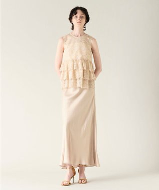 GRACE CONTINENTAL レースギャザートップ ベージュ