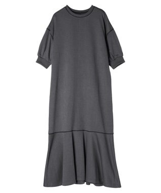 Green Parks ・Ｐｅｔｉｔ　Ｆｌｅｕｒ　カラーｓｔウラケワンピース Charcoal Gray