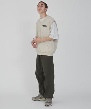 WEGO 【ウエストゴム/撥水/洗濯機可】ナイロンイージーパンツ カーキ