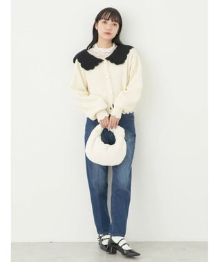 earth music&ecology フリルカラーカーディガン Ivory