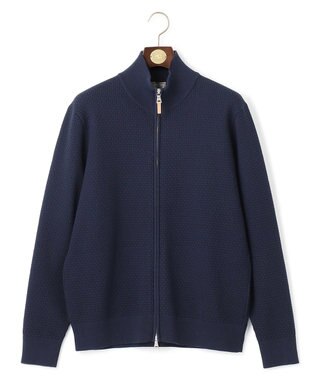 J.PRESS MEN 【High twist links】フルジップカーディガン ネイビー系