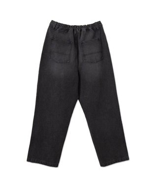 WEGO 【ユニセックス着用ITEM/ウエストゴム/SMLサイズ展開】デニムルーズテーパードパンツ ブラック