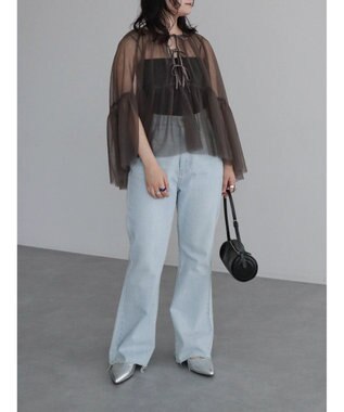 Green Parks リボンチュールデザインブラウス Khaki