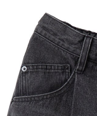 WEGO 【ユニセックス着用ITEM/ウエストゴム/SMLサイズ展開】デニムルーズテーパードパンツ ブラック