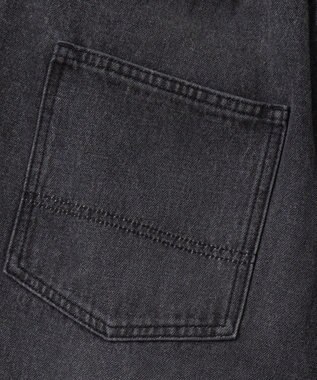 WEGO 【ユニセックス着用ITEM/ウエストゴム/SMLサイズ展開】デニムルーズテーパードパンツ ブラック