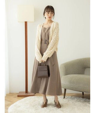 earth music&ecology スラブコットンレース編みカーディガン Ivory