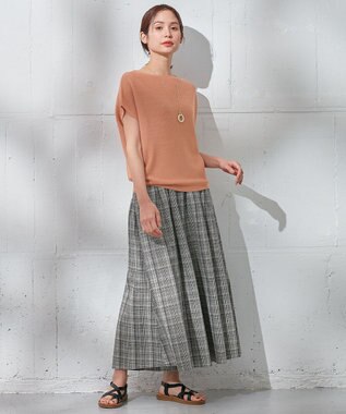 ANY 【ウエストゴム/接触冷感/UVケア】清涼リネンスカーチョ グレンチェック