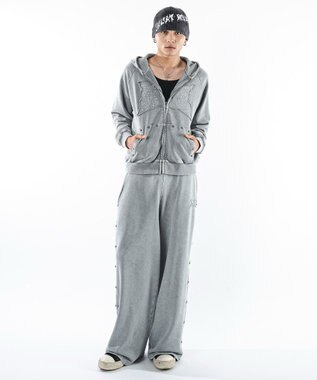 WEGO パウダーブリーチスタッズZIPパーカー グレー