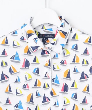 23区GOLF 【WOMEN】【吸水速乾・UVケア】マルチヨットプリント 半袖ポロシャツ ホワイト系5