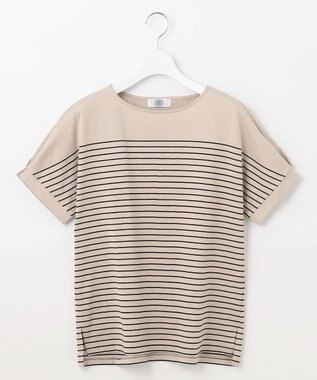 J.PRESS LADIES パネルボーダー ドルマン カットソー ベージュ系1