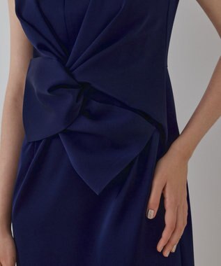 GRACE CONTINENTAL サテンクロスドレープワンピース ネイビー