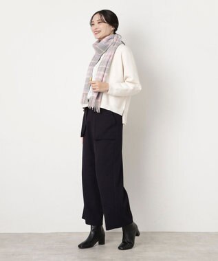 MOONBAT WEB限定【洗える】ミエル (miel) カシミヤ100％ チェックマフラー グレー