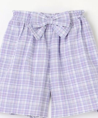 ANY KIDS チェック柄 ショート パンツ ラベンダー系チェック
