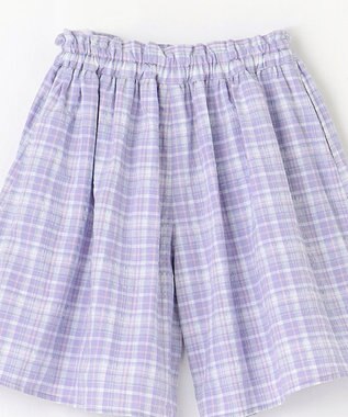 ANY KIDS チェック柄 ショート パンツ ラベンダー系チェック