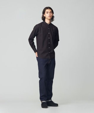 J.PRESS MEN 【オックス ガーメントダイ】バックブルバンドカラーシャツ ダークブラウン系