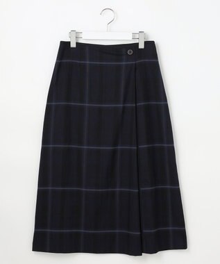 J.PRESS LADIES 【洗える】テトロンレーヨン/ウール milledタータン スカート ネイビーチェック系