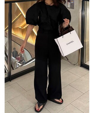 Green Parks AnriettMusee ショート丈ジャガードトップス Black