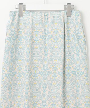 自由区 S 【洗える】ダマスクフローラルプリント スカート ライトブルー