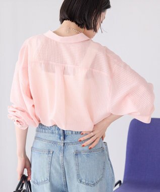 AMERICAN HOLIC シャドーストライプオーバーシャツ Peach