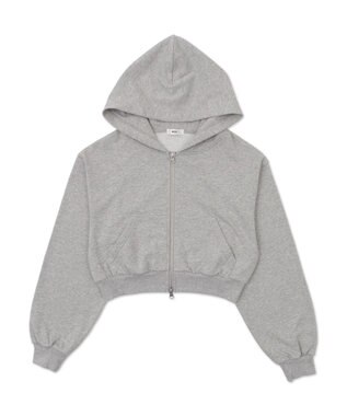 WEGO Wジップショートパーカー 杢グレー