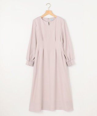 組曲 ウールジョーゼット スリットネックワンピース ローズ系