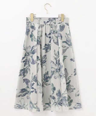 ANY SIS L 【洗える】メッシュフラワープリント スカート ネイビー系