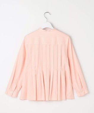 自由区 L ドレープブロードタック ブラウス ピンク×白ライン